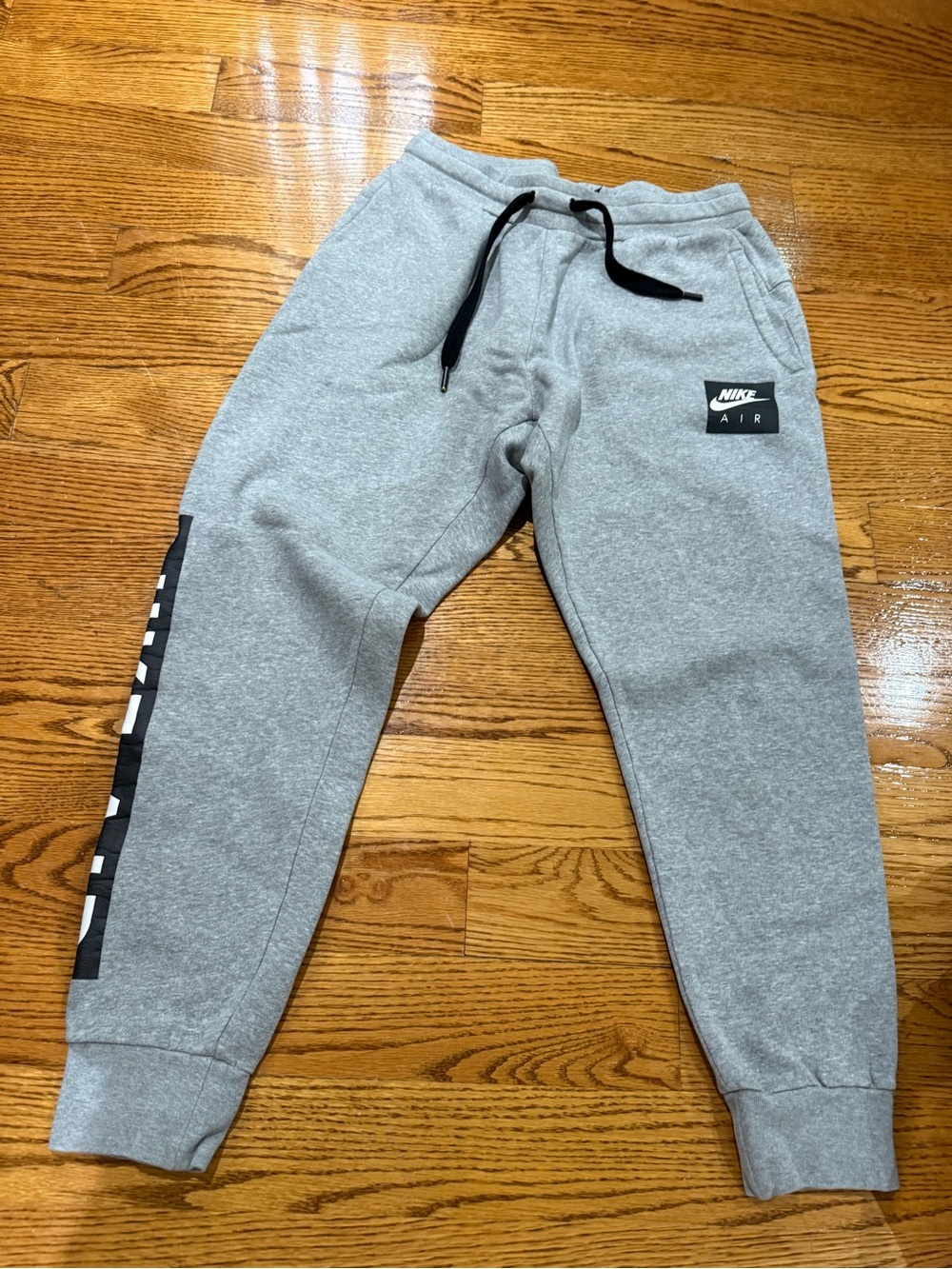 Nike Light Gray Air Fleece Joggers with Black Drawstring